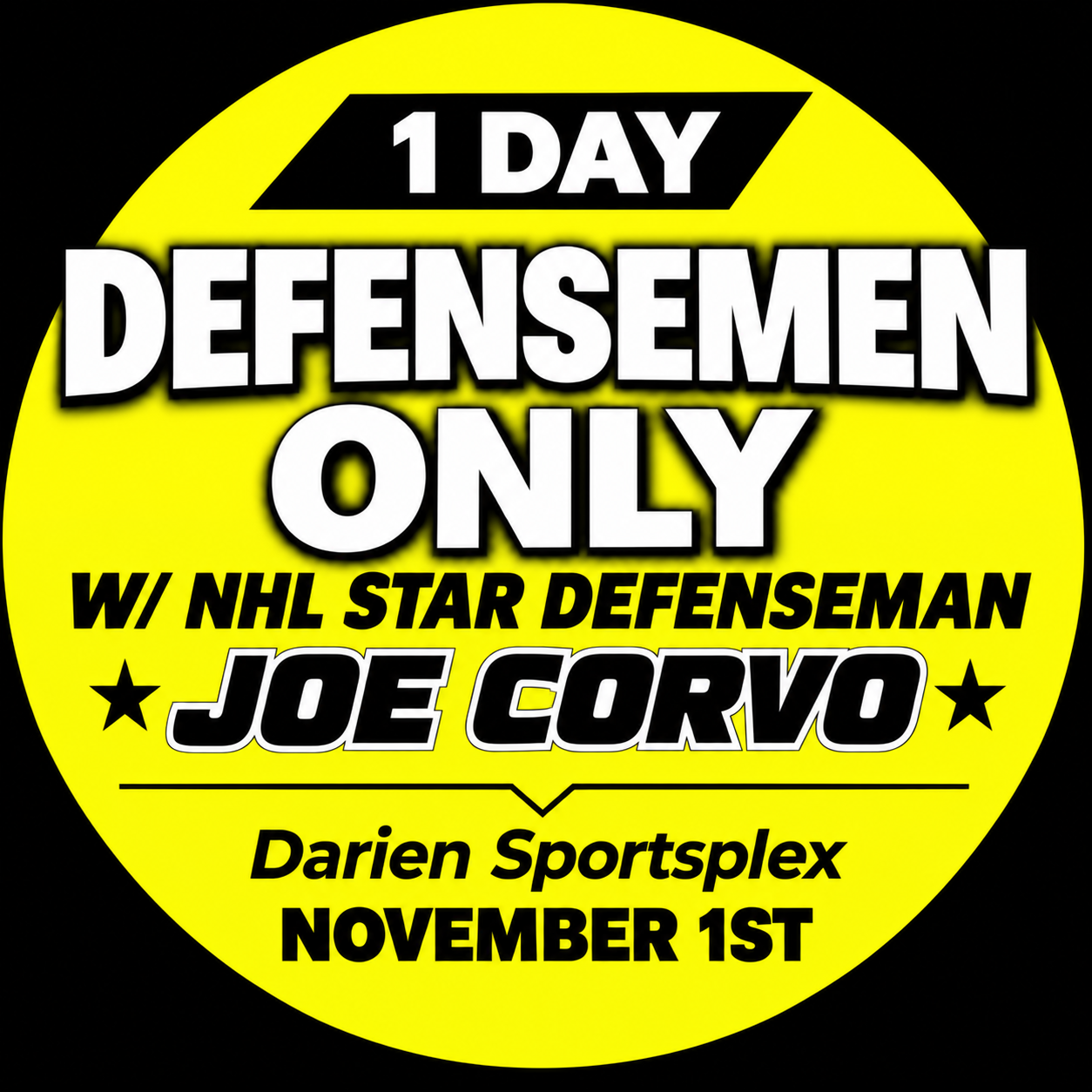 Defensive Development clinic with NHL star Joe Corvo @ Darien Sportsplex Sunday, November 1st
