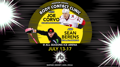 Position Specific/Body contact clinic with NHL star Joe Corvo @ All Seasons July 13-17 total cost $499